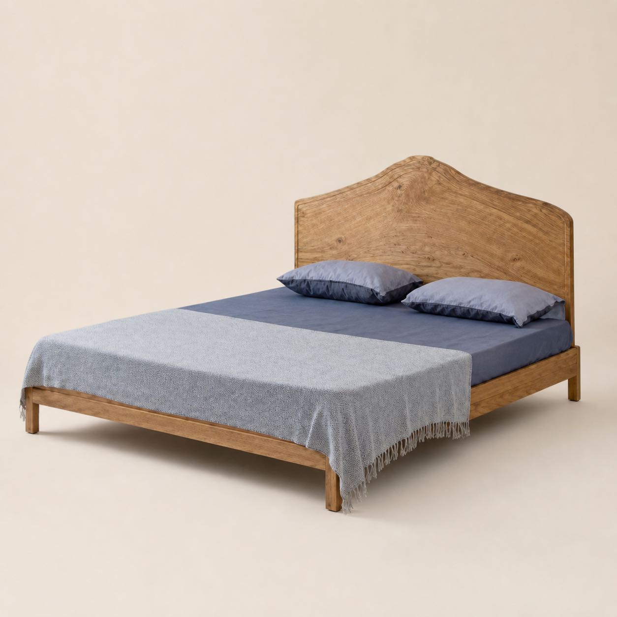Pitti Shield Headboard Bed — Photoreal concept visual