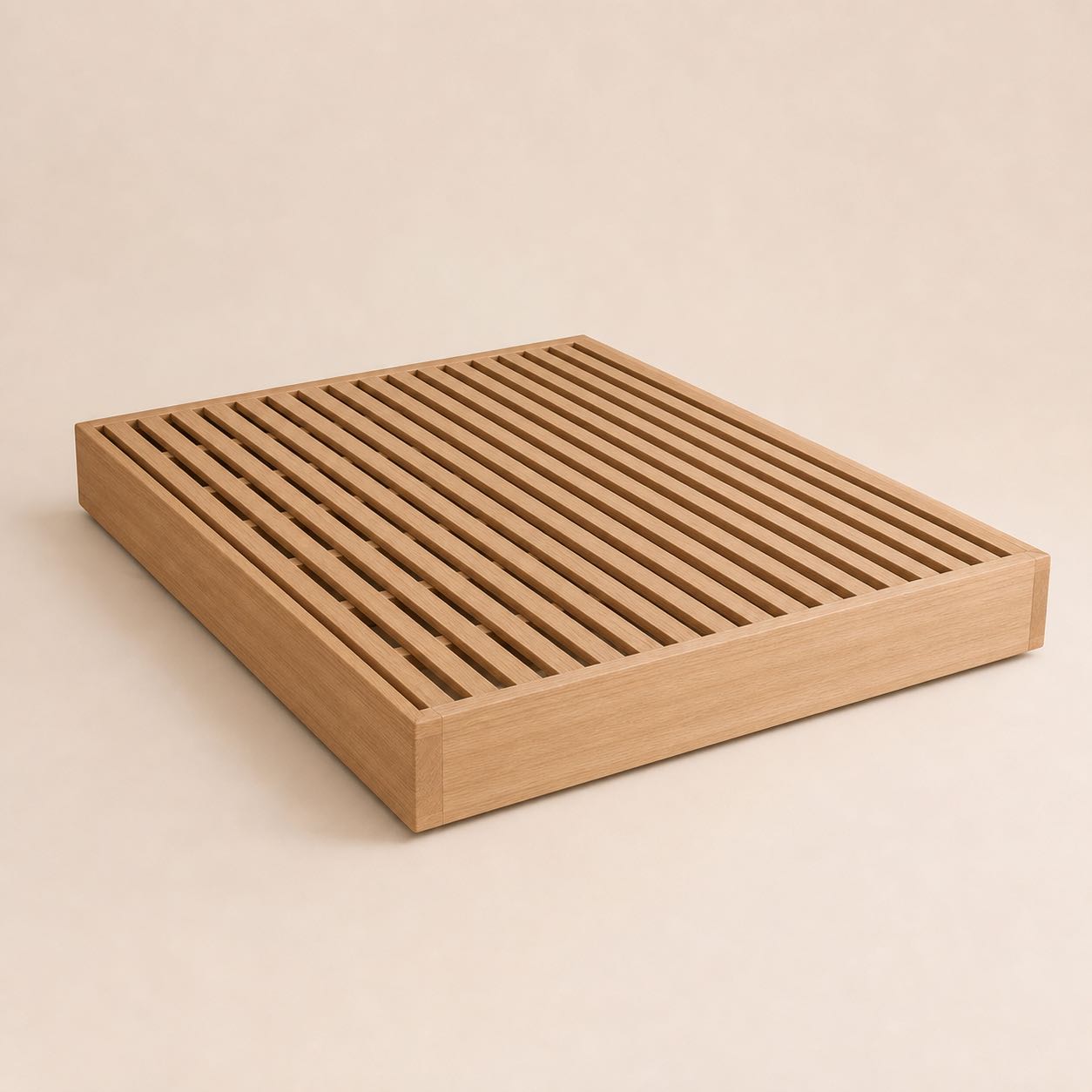 Carrara Slatted Bed Base — Photoreal concept visual