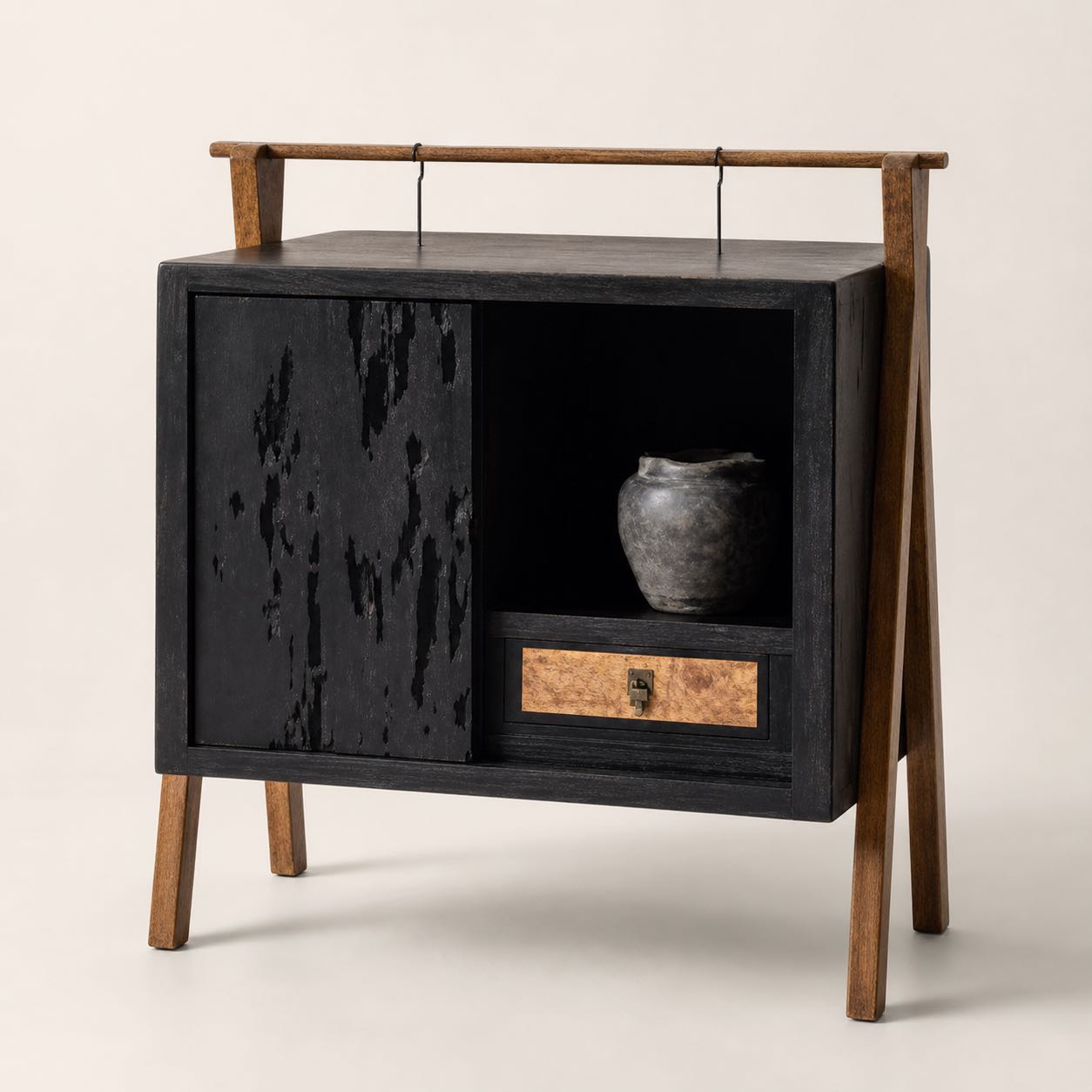 Livorno Black Lacquer Cabinet — Photoreal concept visual