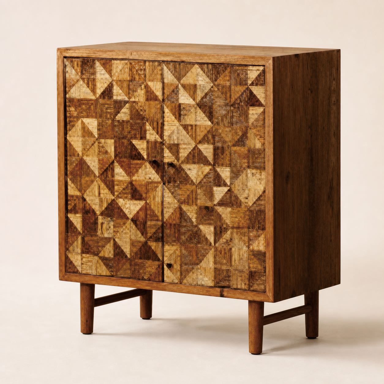 Vinci Geometric Marquetry Chest — Photoreal concept visual