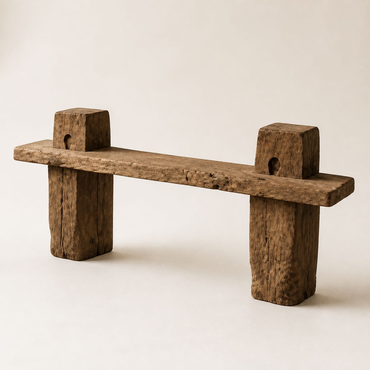 Maremma Reclaimed Beam Bench — Photoreal concept visual