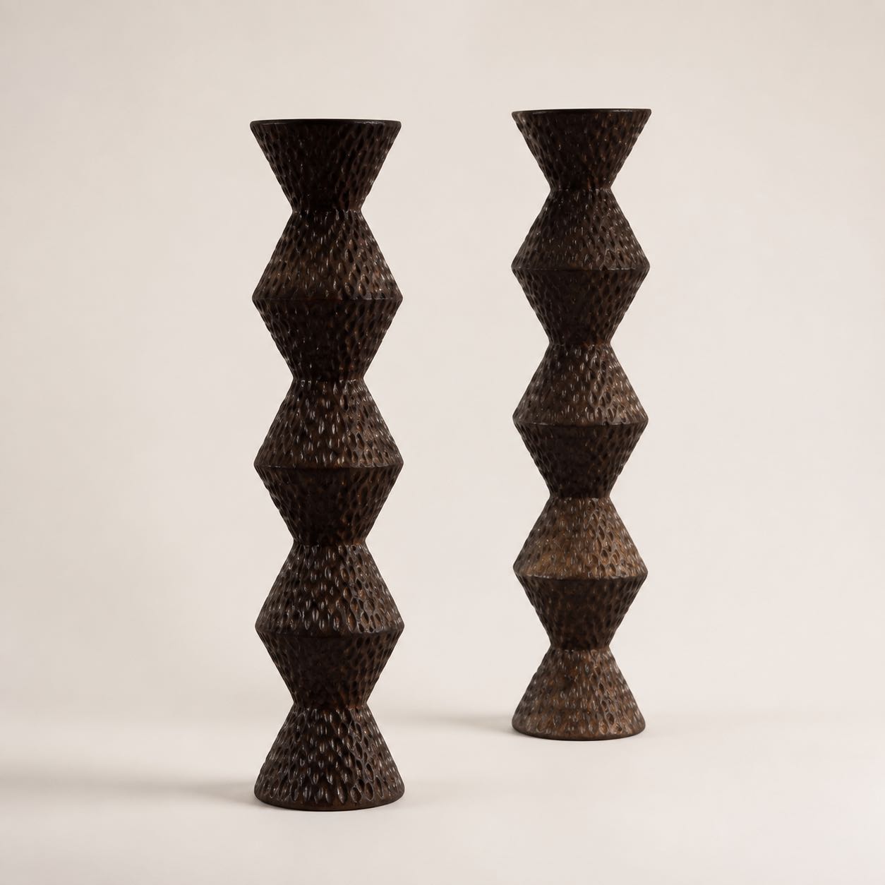 Pienza Faceted Totems — Photoreal concept visual