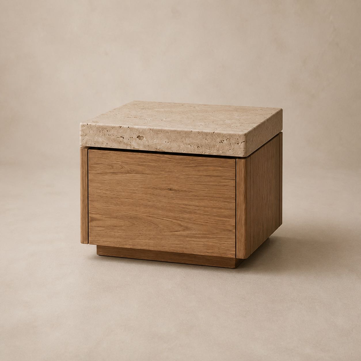 Volterra Stone Nightstand — Photoreal concept visual