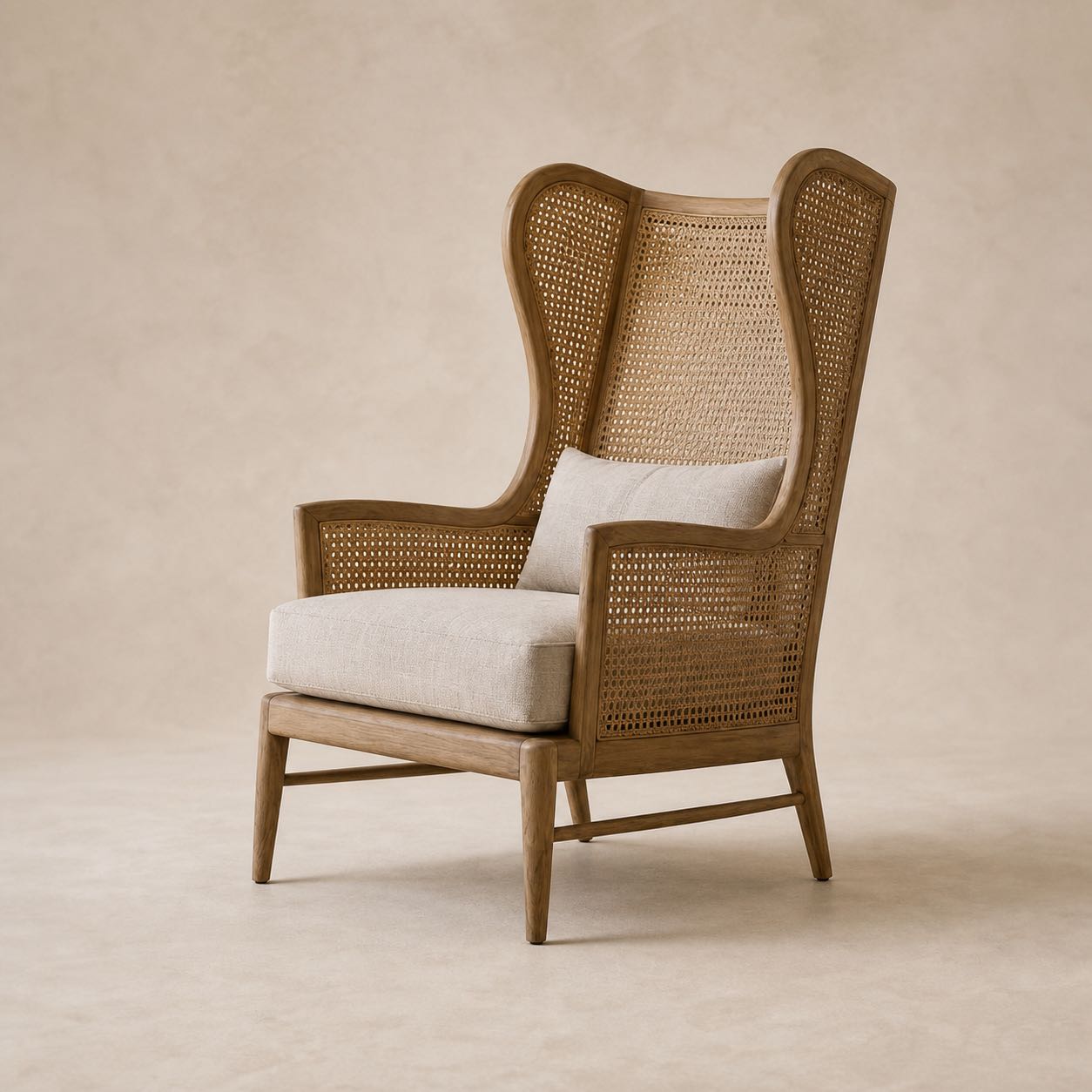 Umbria Cane Wing Chair — Photoreal concept visual