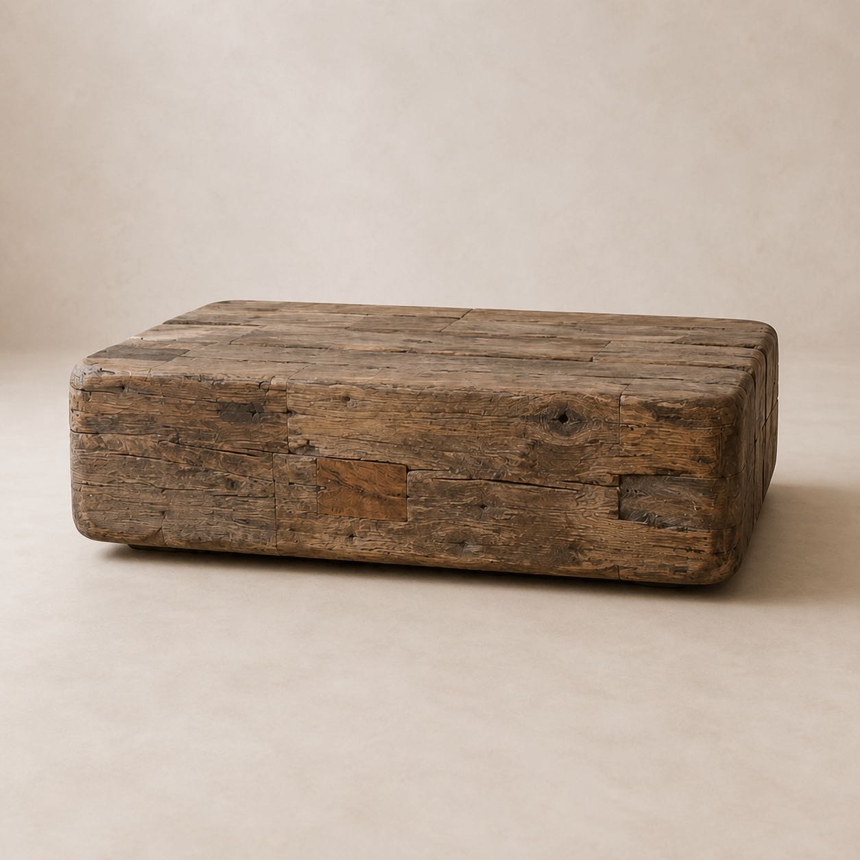 Orcia Reclaimed Wood Coffee Table — Photoreal concept visual